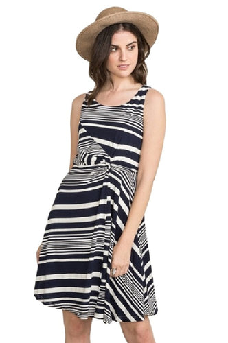 Knotted Waist Stripe Dress by IVETH