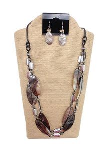 2 Strand Necklace with Wax Cord and Lip Shells Set by IVETH