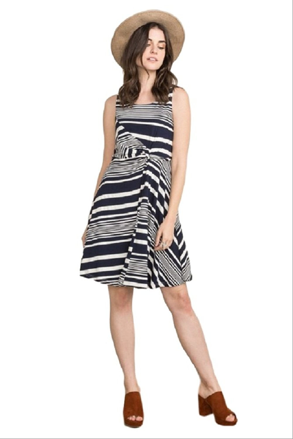 Knotted Waist Stripe Dress by IVETH