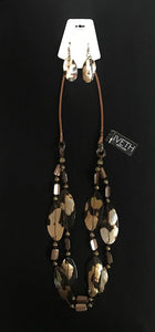 2 Strand Necklace with Wax Cord and Lip Shells Set by IVETH