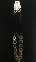 Wax Cord with Round Shells and Resin Rings Necklace Set