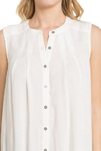 Sleeveless Button Down Back Ruffle Blouse by IVETH