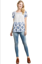 Chevron Smocked Neck Printed Top By IVETH