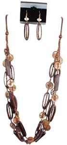IVETH Wax Cord with Three Strands Shells Multiple Strands Necklace Set